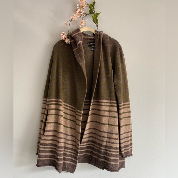 Cynthia Rowley | Merino Wool Sweater | Stripes | Earth tone | Green sweater - Picture 5 of 9